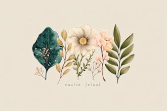 create boho  botanical feminine logo