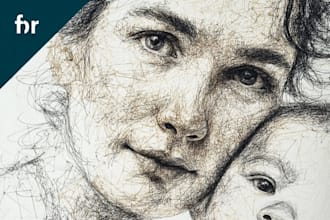 do scribble art, abstract line portrait
