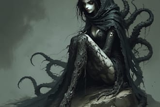 create premium dark fantasy art illustration