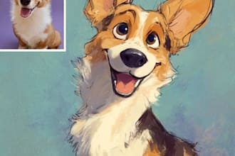 pet portrait into cartoon disney