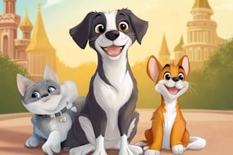 make your pet portrait into cute disney style illustration