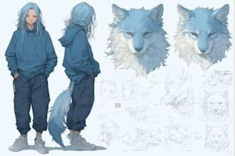 draw furry ref sheet fursona reference sheet anime manga illustration furry art
