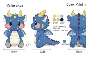 design custom plushie reference sheet animal character ych concept