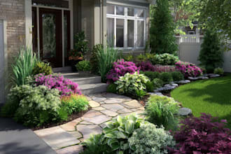 design front yard, backyard, home garden as landscape architect