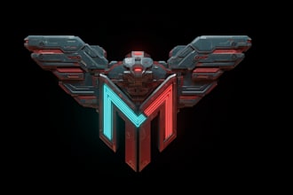 make futuristic cyberpunk style or mecha logo for you