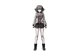 illustrate danganronpa characters in dramatic anime style
