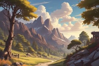 draw anime and concept art landscape background