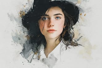 draw custom watercolor minimalist art portrait for you