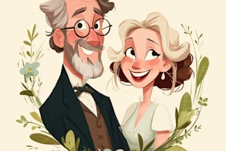 a wedding portrait illustration caricature