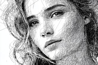 your scribble art portrait with my line art