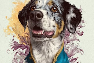 do a custom pet portrait, dog portrait, cat portrait