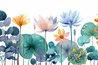 draw watercolor flowers and plants