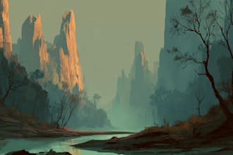 draw the landscape illustration or concept art