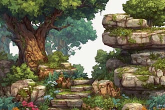 create  2d game assets and environments for your game