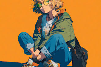 draw cool anime, illustration anime art in retro anime style