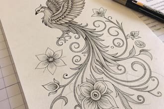 draw a custom tattoo design as a tattoo artist