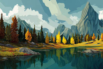 draw professional vector landscape illustration