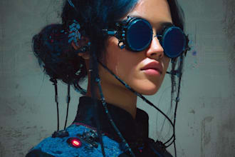 draw digital portrait in style cyberpunk