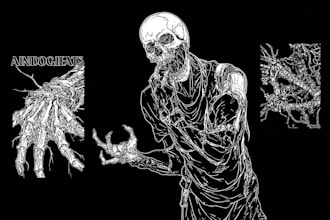 draw a metal, horror, dark art