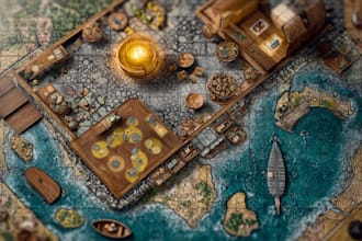 drawn a map o board game in a realistic