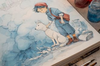 watercolor children book illustration, custom watercolor children book