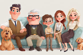 design a professional disney family portrait