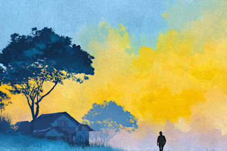 paint realistic landscape watercolor painting illustration