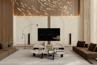 luxury reef villa, classic interior design, resort villa render, cgi walkthrough