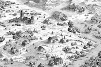 create detailed 2d map, vector map sketch illustration