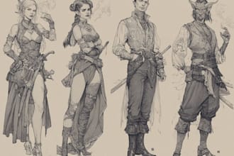 draw fantasy dnd party and dnd illustration
