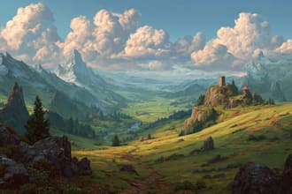 make landscape concept art, fantasy illustration,