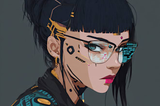 create scifi or cyberpunk character portrait art