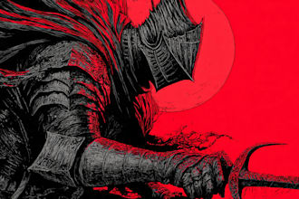 draw custom dark berserk style art in high quality