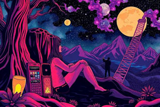 stunning illustration psychedelic, lifestyle, surrealism