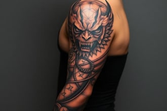 make your sleeve tattoo, tribal tattoo, realistic tattoo,