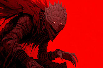 draw custom dark berserk style art in high quality