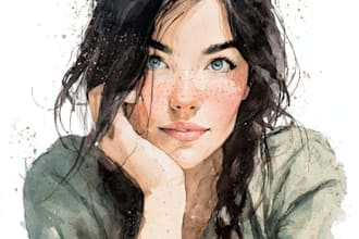 illustrate watercolor portrait illustration