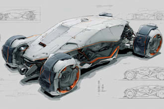 sketch a car or vehicle design concept using digital drawing