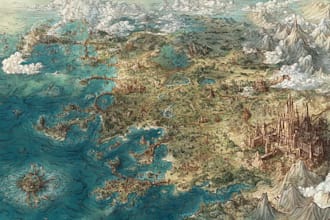 illustrate a unique fantasy map for your story campaign