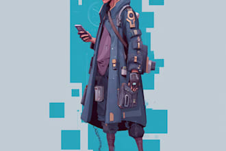 drawing superhero cyberpunk character