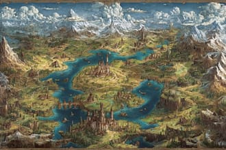 design high quality fantasy maps with kingdoms, cities