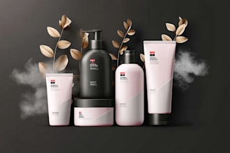 design minimalistic cosmetic label and cosmetic packaging