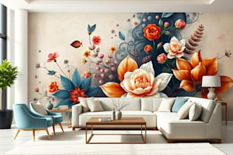 create premium wall mural or wallpaper for your living room