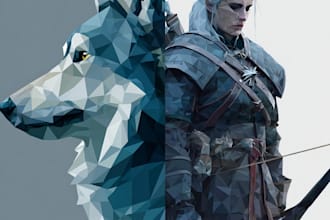 create a low poly characters poprtrait  for you