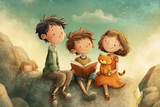 illustrate children story book illustration, kids story