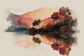 draw a watercolor landscape illustration