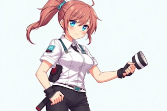 draw anime style HR training character or fanart