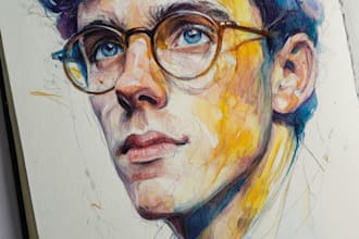 illustrate watercolor portrait painting