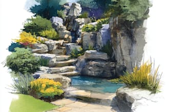 design watercolor landscape illustration