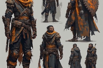 paint a character illustration in a fantasy world